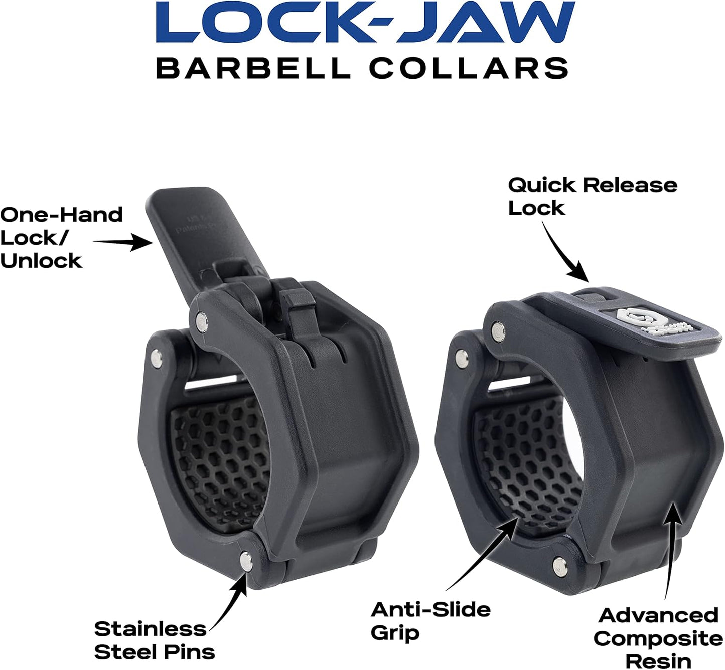 Lock-Jaw Sport Olympic Barbell Collar - Quick Release Barbell Clamp (Light Blue)