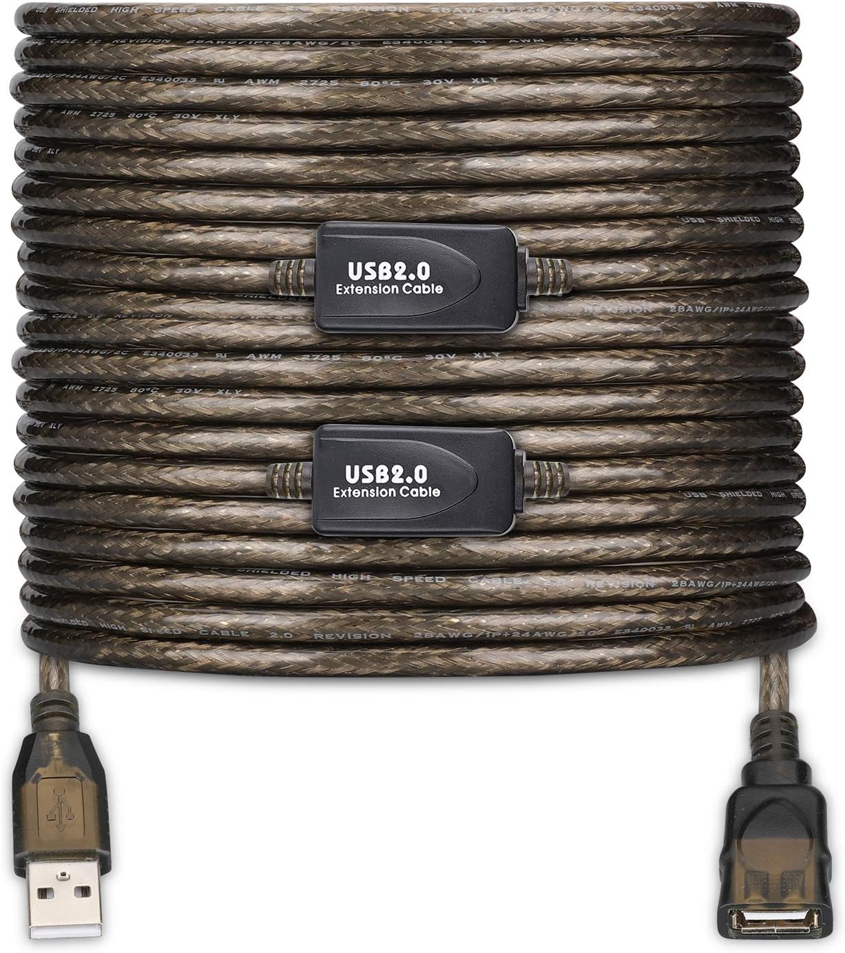 LDKCOK USB 2.0 Type A Male to A Female Active Repeater Extension Cable 75ft, High Speed 480 Mbps
