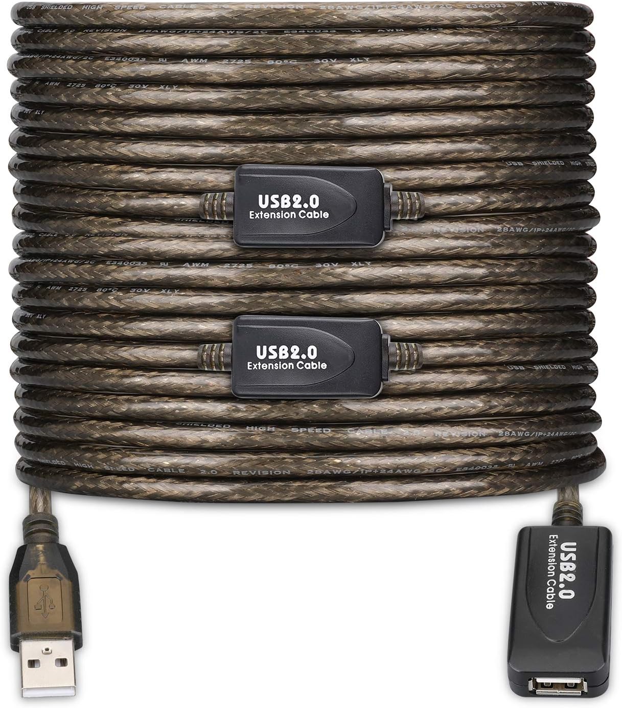LDKCOK USB 2.0 Type A Male to A Female Active Repeater Extension Cable 100ft, High Speed 480 Mbps