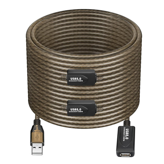 100 FT USB Extension Cable, USB 2.0 Type A Male to A Female Active Repeater Extension Cable 100ft, High Speed 480 Mbps