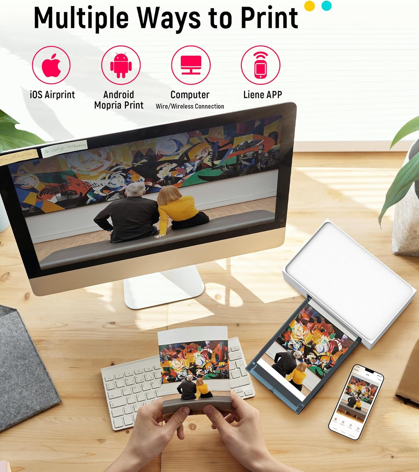 Liene 4x6'' Photo Printer, Wi-Fi Picture Printer, 20 Sheets, Full-Color Photo, Instant Phone Printer for iPhone, Android, Smartphone, Thermal dye Sublimation, Portable Photo Printer for Home Use