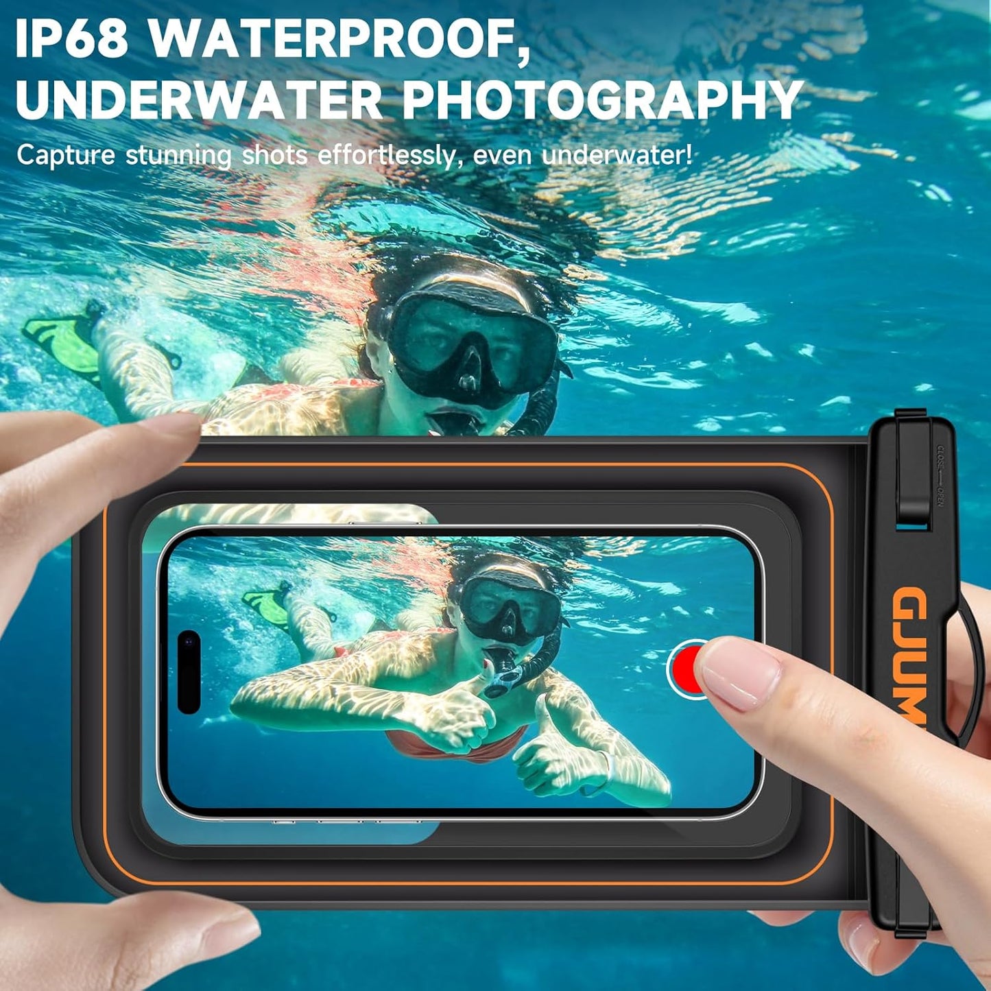 2 Pack Floating Waterproof Phone Pouch, Up to 8.3" IP68 Cellphone Dry Bag Compatible for iPhone 16 15 14 13 Pro Max Samsung Galaxy, Essential for Beach Cruise Ship (Orange*2)