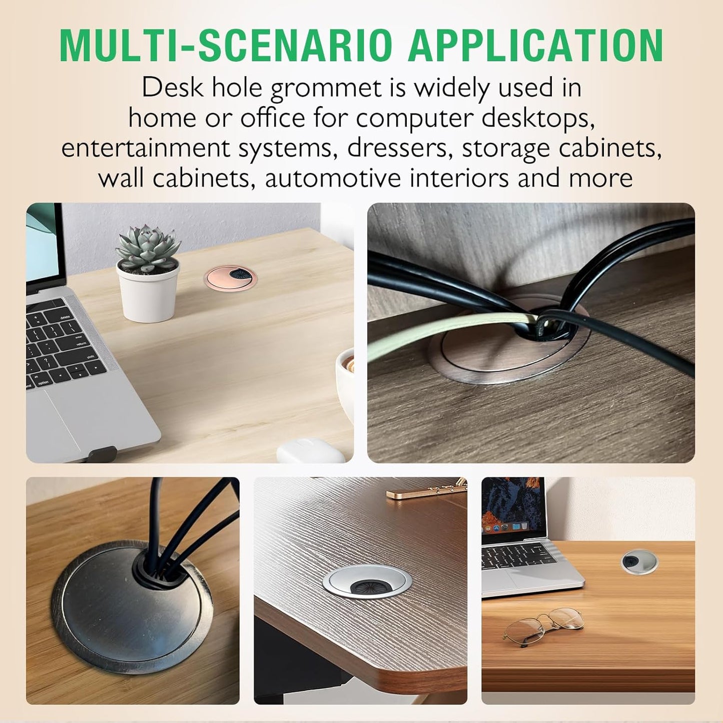 1 Pcs Desk Grommet 3-1/8" / 80 mm, Desk Cord Hole Cover, Cable Grommet Metal Zinc Alloy Materilal, Desk Hole Grommet for Home & Office Pc, Detachable Cable Cord Organizer-Copper Red