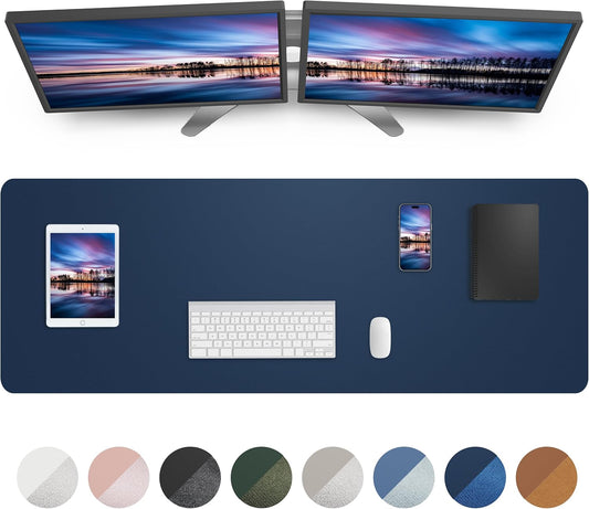 Leather Desk Pad Blotter,Mouse Pad,Office Desk Mat, Non-Slip PU Leather Desk mat,Large Desk mat,Waterproof Keyboard mat for Office/Home/Decor (Midnight Blue,48" x 24")