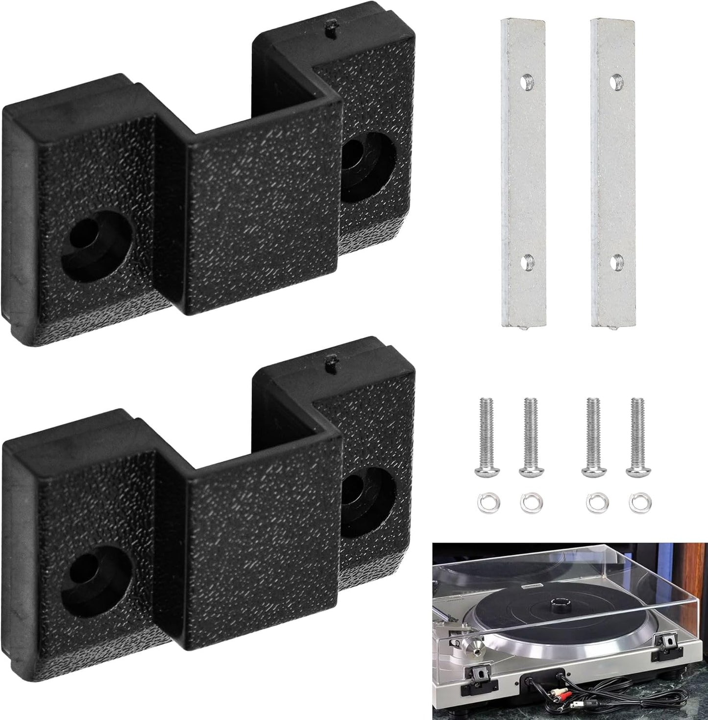 2 Pack Dust Cover Hinge Set Replacement Part for Turntables SL 1200 MKII / 1210 MKII, 1200M3D, MK2, MK3, MK4, M5G, SFUMM02N04, with Screws and Backing Plate