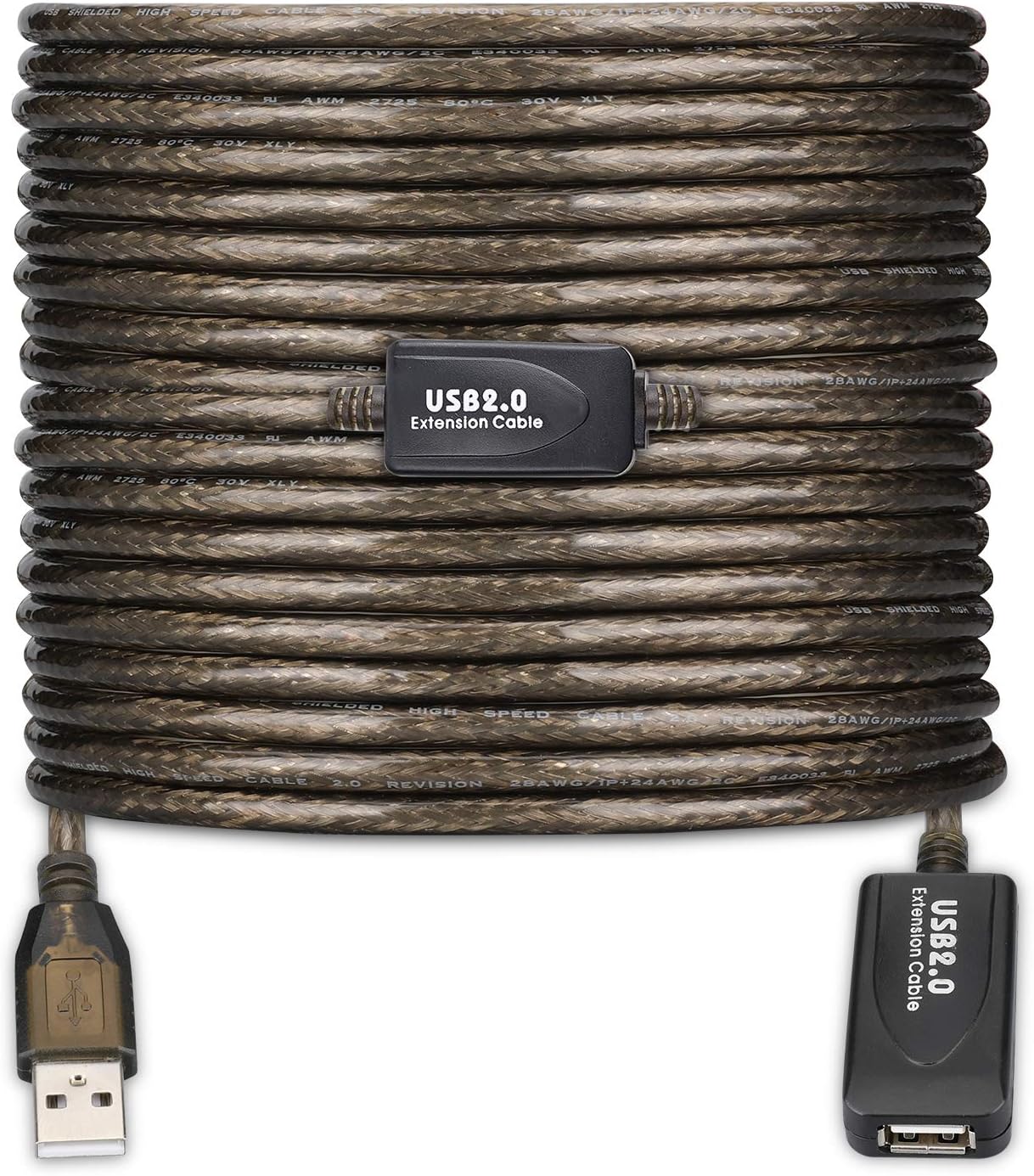 LDKCOK USB 2.0 Type A Male to A Female Active Repeater Extension Cable 60ft, High Speed 480 Mbps