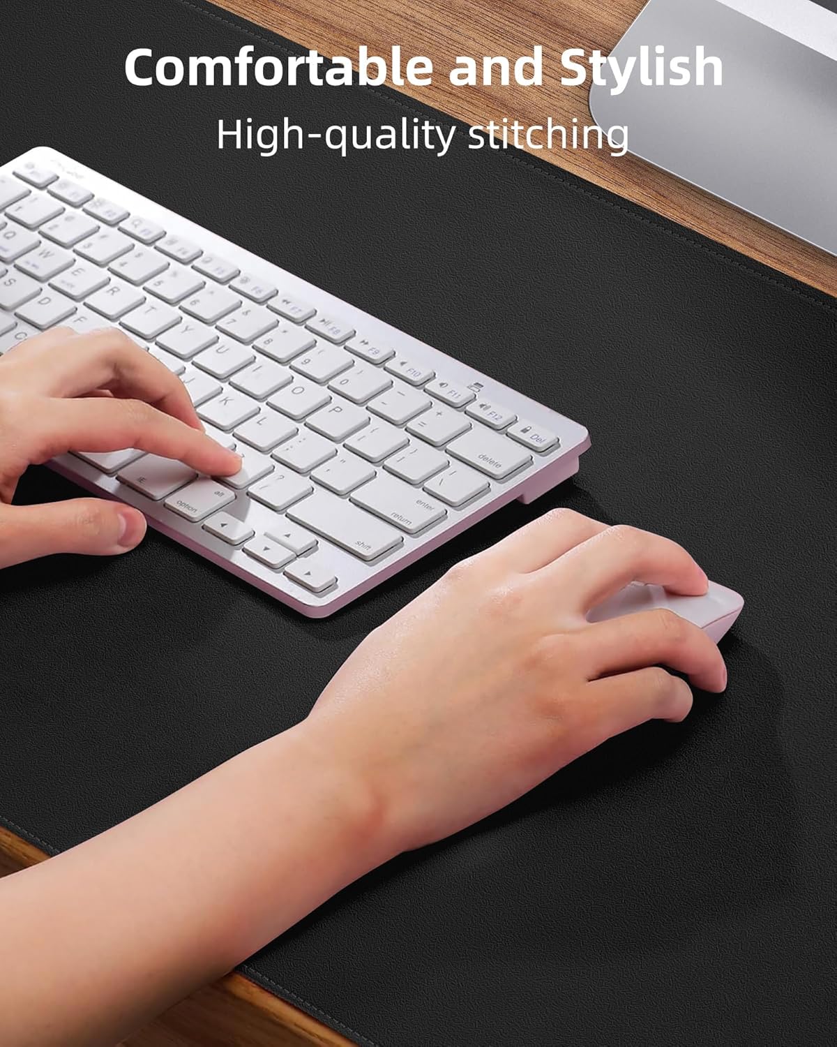 Leather Desk Pad Protector,Desk Mat,Large Mouse Pad, Non-Slip Desk Pad, Waterproof PU Leather Desk Blotter Mat, Desk Cover for Office and Home (Black, 36" x 17")