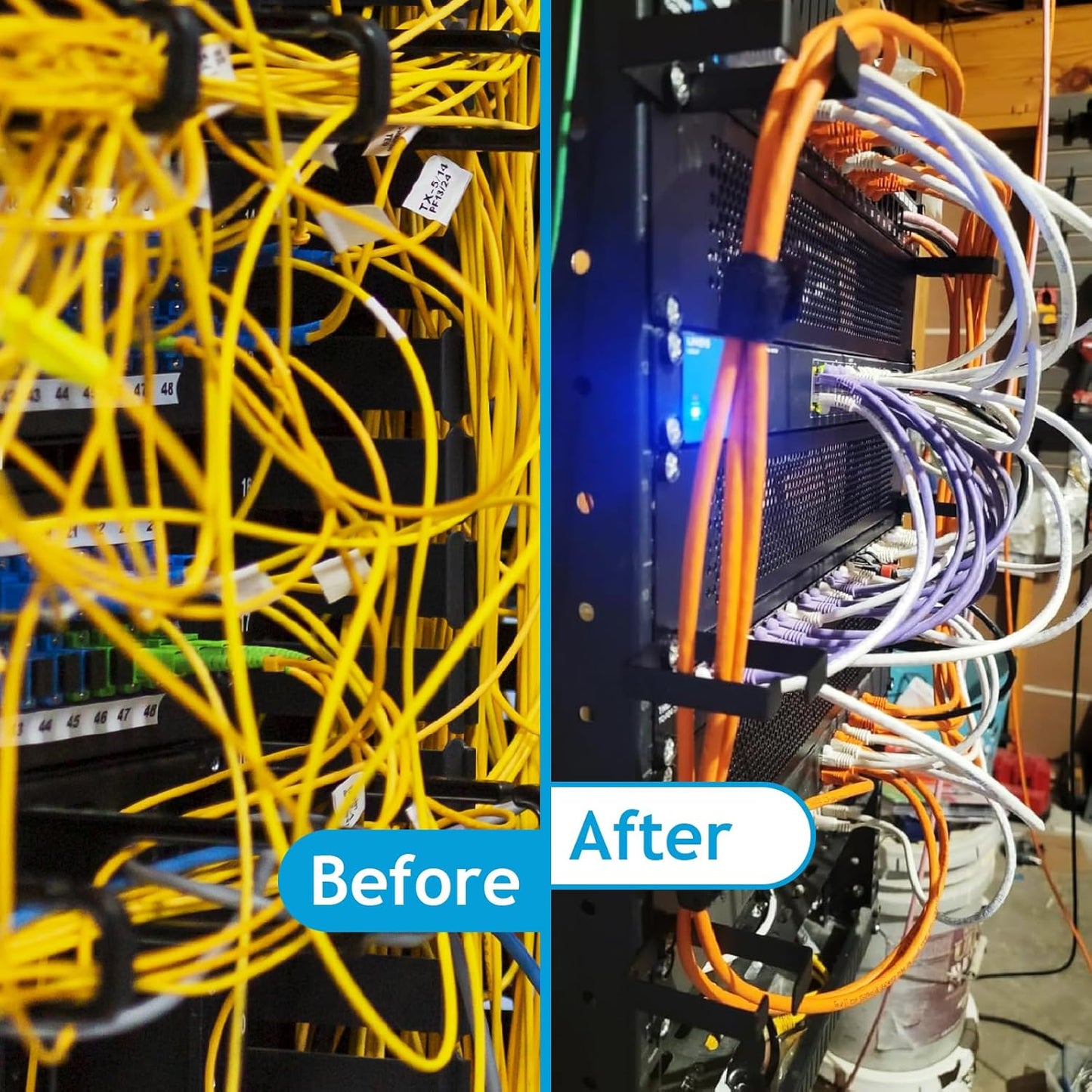 10 Pack Metallic 1U D Ring Cable Manager Ring Network Rack Cable Management Ring Cable Management Hook for Network Patch Cables, Fiber Optic, Power Cords - Made in Taiwan