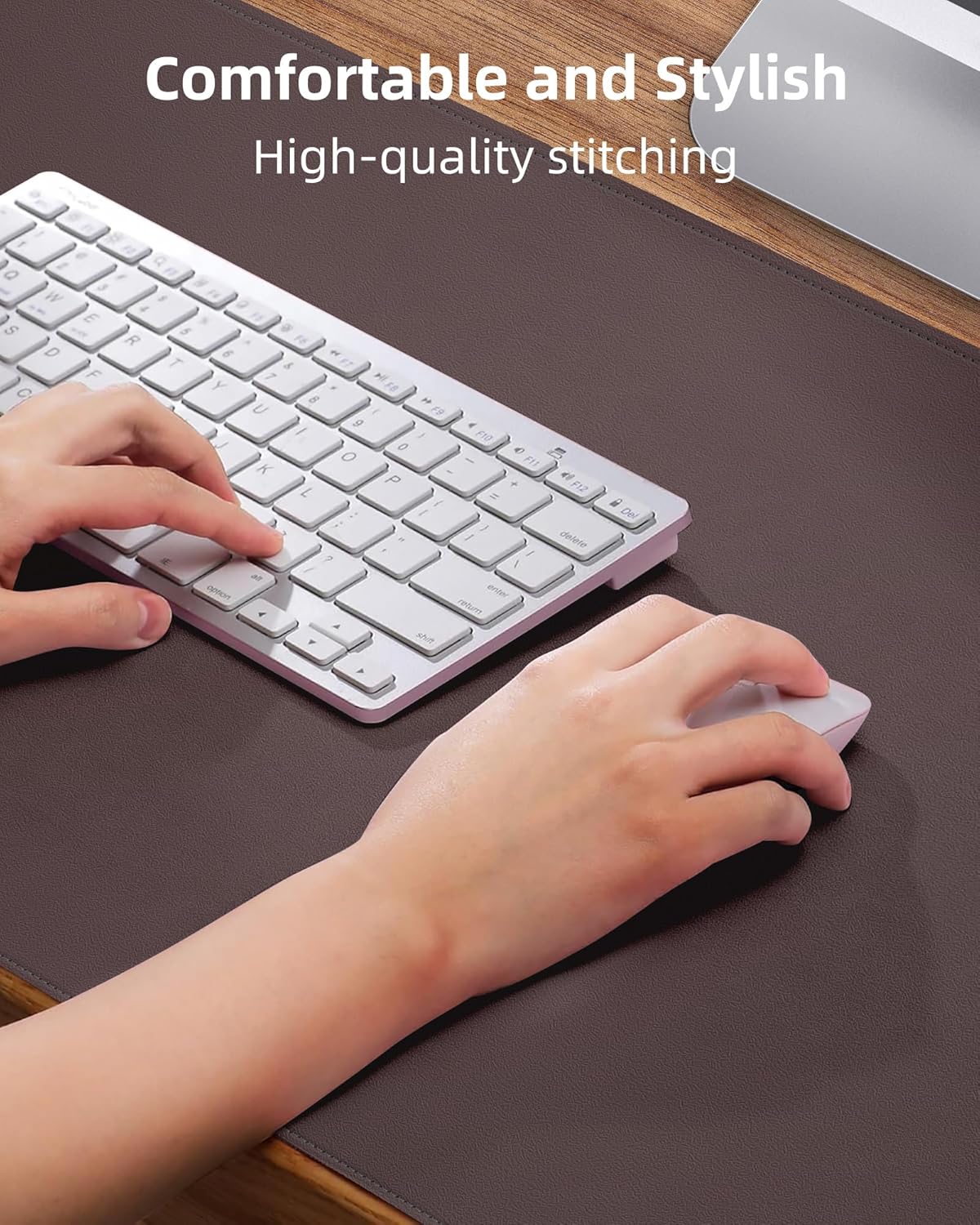 Large Desk Mat - 48" x 17"Leather Desk Pad Protector, Office Desk Mat, Non-Slip PU Leather Large Mouse Pad, Waterproof Desk Blotter Mat, Desk Cover for Office and Home (Coffee)