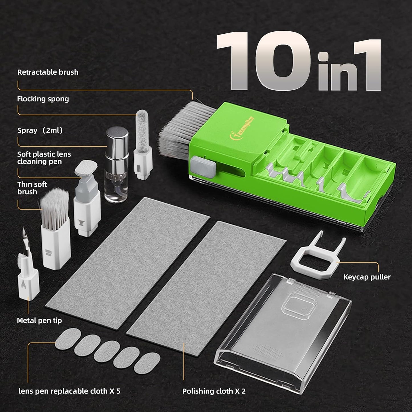 Laptop Screen Keyboard Cleaner Kit, All in 1 Electronics Cleaning Tool for MacBook iPad iPhone Pro Cell Phone, Brush Tool for Tablet, Computer, PC Monitor,TV Camera Lens with Patent, Green