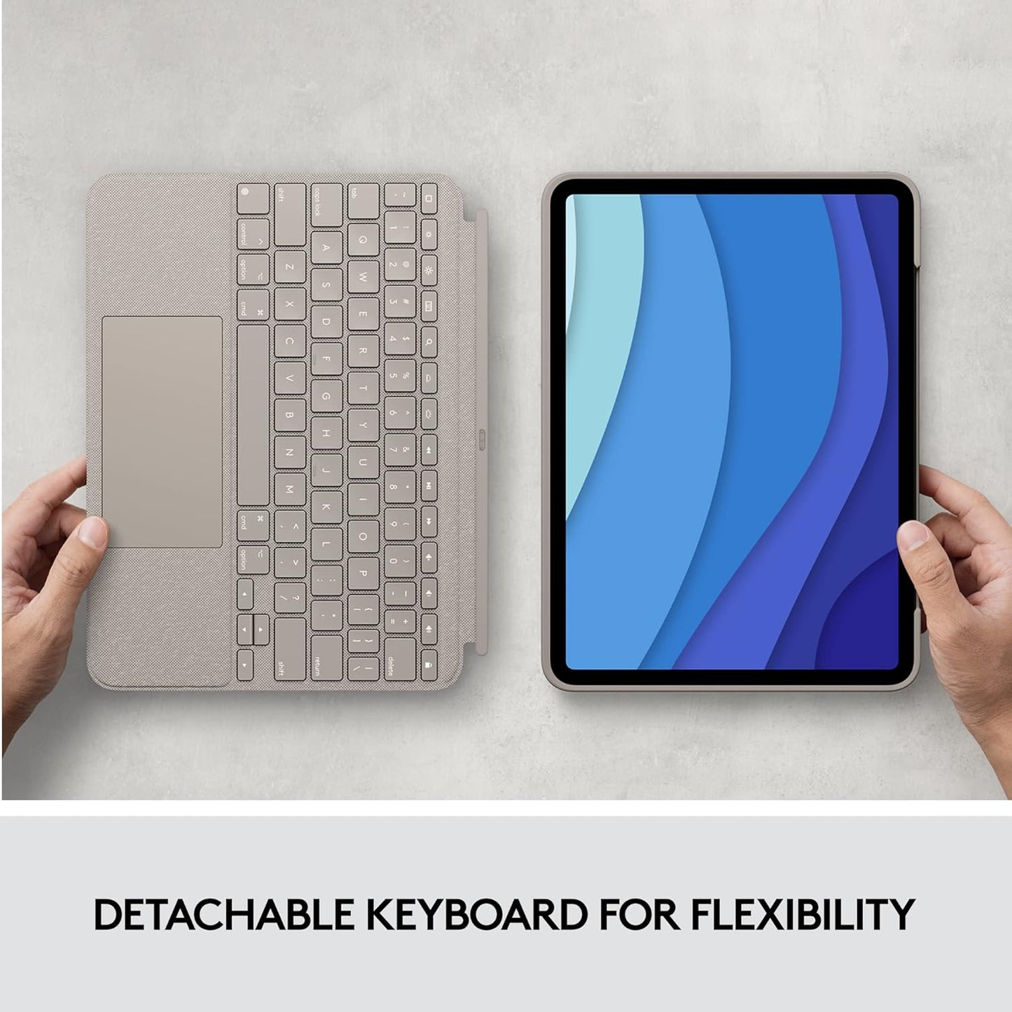 Logitech Combo Touch iPad Pro 11-inch (1st, 2nd, 3rd, 4th gen - 2018, 2020, 2021, 2022) Keyboard Case - Detachable Backlit Keyboard, Click-Anywhere Trackpad - Sand; USA Layout