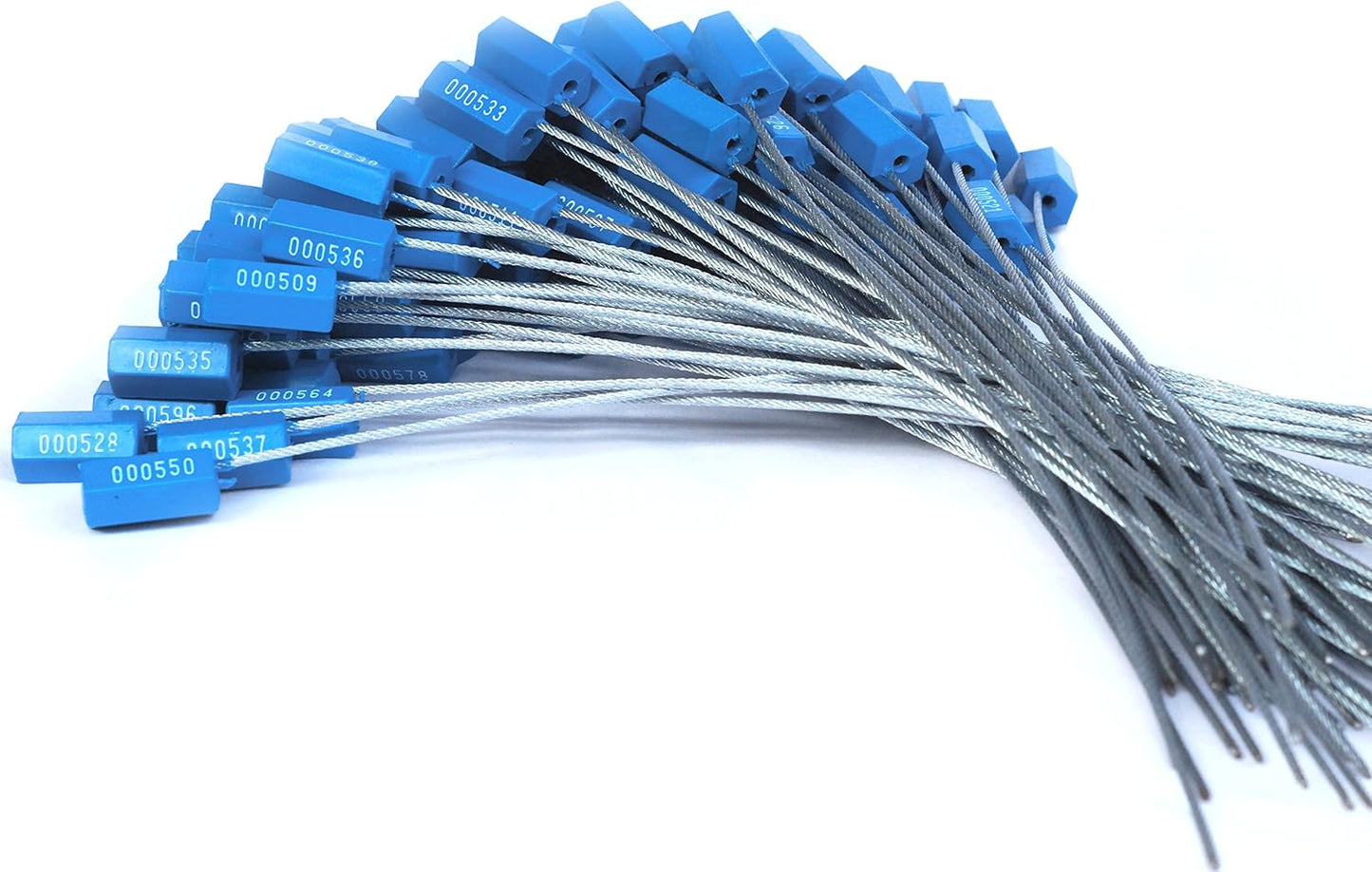 Leadseals(R) 500 Anti-Tamper Proof Security Cable Seals Disposable Self-Locking Padlock Shipping Security Tags Numbered (Blue)