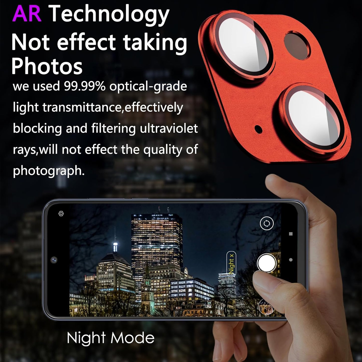 2 Pack Camera Lens Protector for iPhone 14 / iPhone 14 Plus,[Not Easy to Breakn ] AR Tempered Glass Strong Adsorption Metal Camera Cover Screen-red