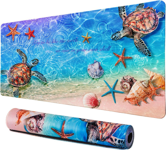 Lokigo Sea Turtle Desk Pad, Waterproof Large Mouse Pad for Desk Keyboard Writing Mat with Non-Slip Rubber Base, Gaming Mousepad for Boys Girls Deskmatt for Gaming Study 31.5"x15.7", Teal