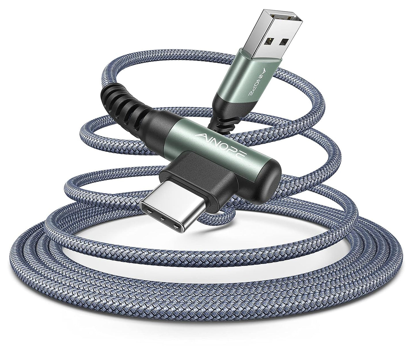 16.5FT USB C Fast Charging Cable 3.1A Fast Charge, Right Angle AINOPE USB C Charging Cable, Durable Nylon Braided USB Type C Cable Compatible Galaxy S20 S10 S9 S8 Plus,V30,V20,G6?Samsung Fast Charger