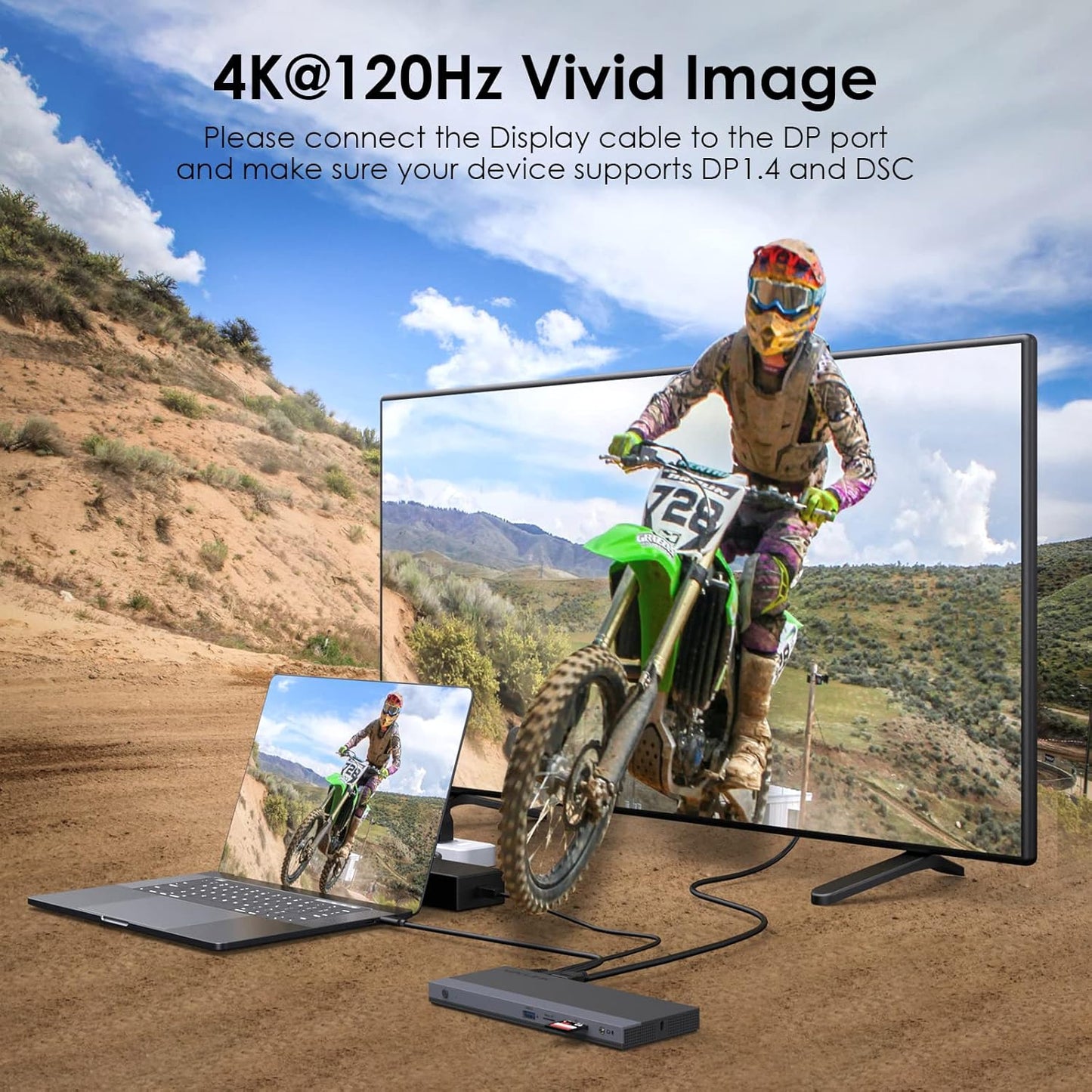 Laptop Docking Station, Docking Station 3 Monitors with 2* DP+HDMI, 130W PD Charger, 4* USB 3.0, Audio, Gigabit Ethernet, TF/SD for Lenovo,HP,Dell, Windows System Computer