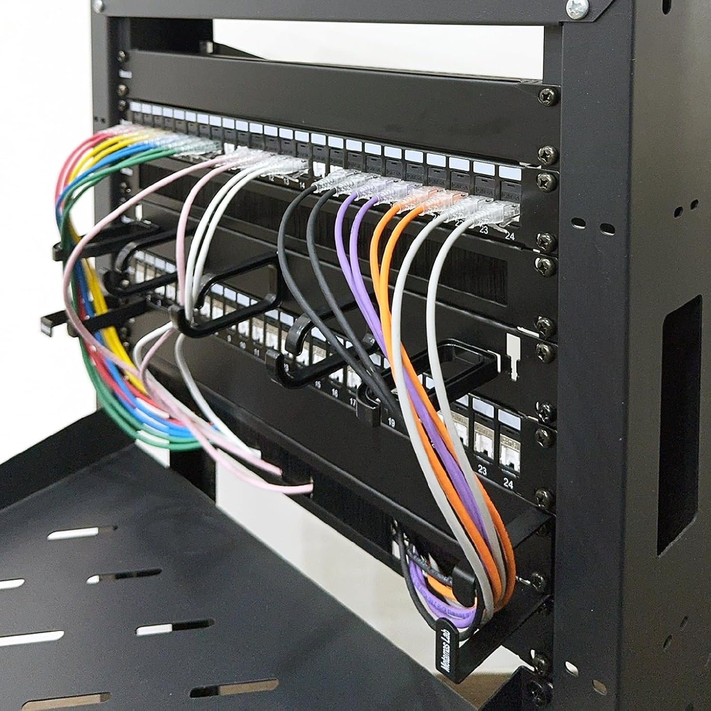 10 Pack Server Rack Cable Management D-Ring Hooks - Bracket Organizer Hook Mount Set for Network Patch Cables, Fiber Optic, Power Cords (10 Pieces) - Made in Taiwan