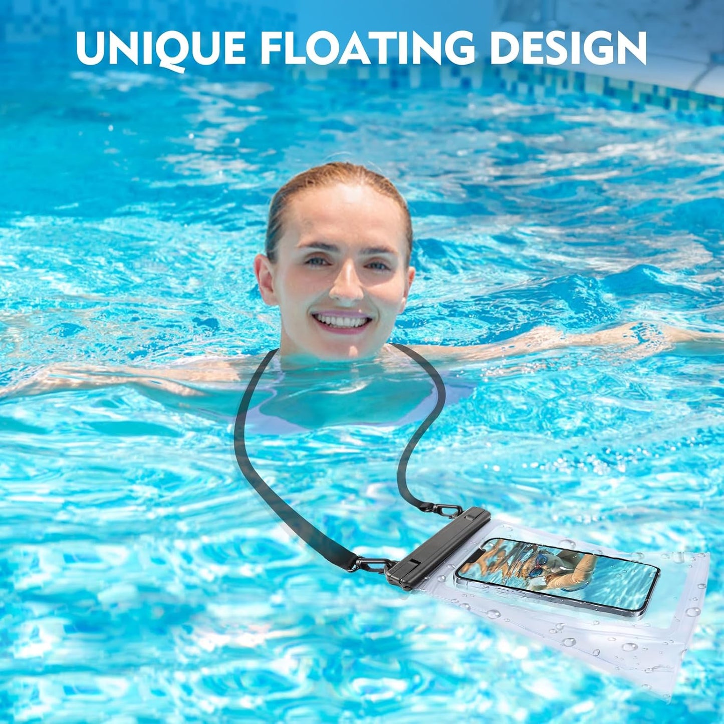 Large Waterproof Phone Pouch [with Sealing Strip], Cell Phone Dry Bag for iPhone 16 15 14 13 Pro Max Galaxy S25 S24 S23 S22 All Devices, Floating Water Proof Bag for Beach Water Park White