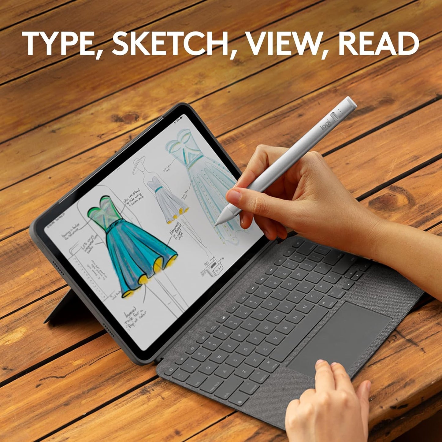 Logitech Combo Touch iPad Pro 11-inch (1st, 2nd, 3rd & 4th gen - 2018, 2020, 2021, 2022) Keyboard Case and Logitech Crayon (USB-C) Digital Pencil (2018 releases and later) - Oxford Grey, USA Layout
