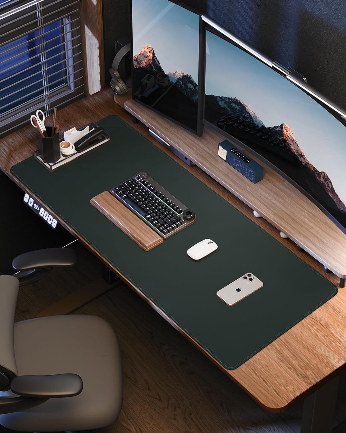 Leather Desk Pad Protector,48"x24" - Premium Desk Mat, Office Desk Mat, Large Mouse Pad,Non-Slip Desk Blotter,Waterproof Desk Writing Pad for Office and Home(Dark Green)