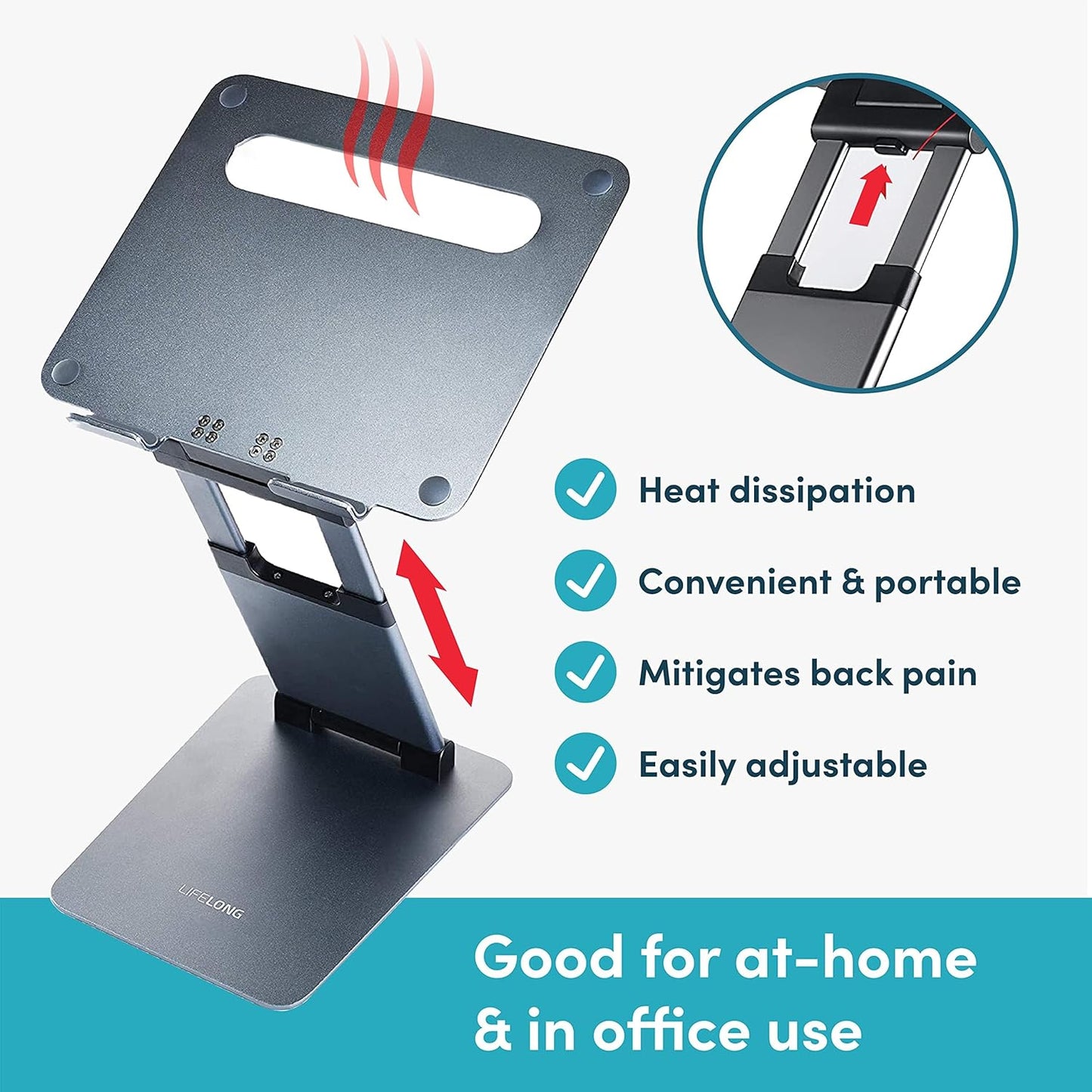 Lifelong Ergonomic Adjustable Laptop Stand for Desk - Height Up to 20" Portable Computer Laptop Riser Holder, Fits All MacBook Air & 10 15 17 Inches Laptops, Back to School Gift for Men & Women