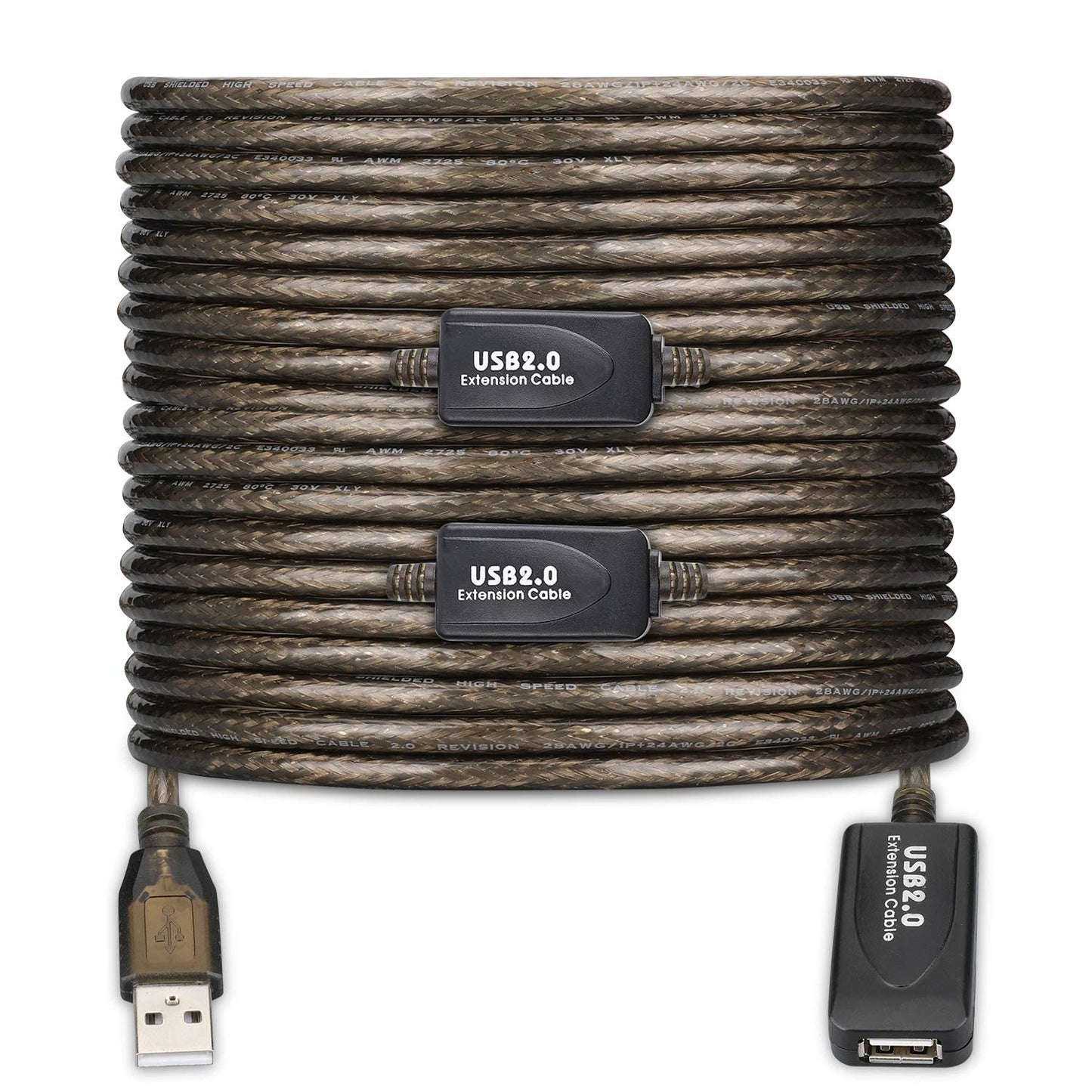 130 FT USB Extension Cable, USB 2.0 Type A Male to A Female Active Repeater Extension Cable 130 ft, High Speed 481 Mbps