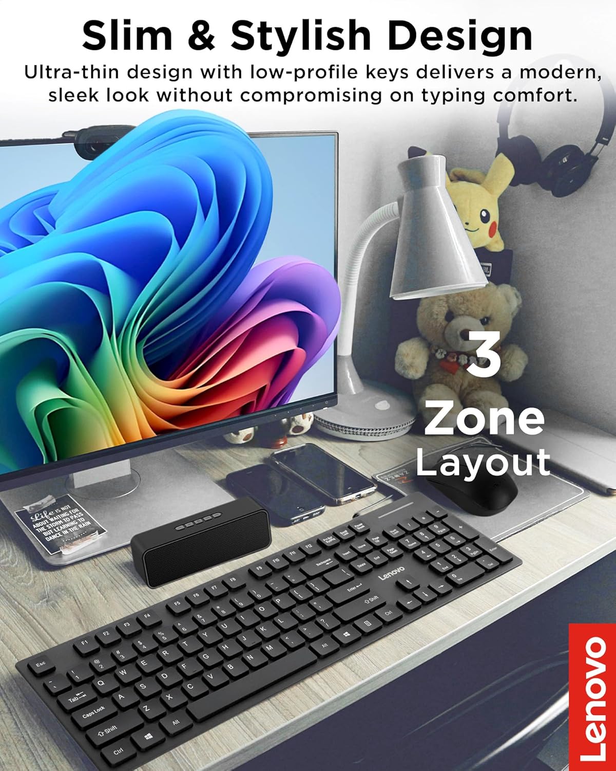 Lenovo 305 Wired USB-C Keyboard with Numeric Keypad, Full Size Keyboard, Slim Design, Black, USB-C Connectivity, Dedicated Function & AI Keys, for Gaming PC, Laptop, Desktop, Tablet, Home Office