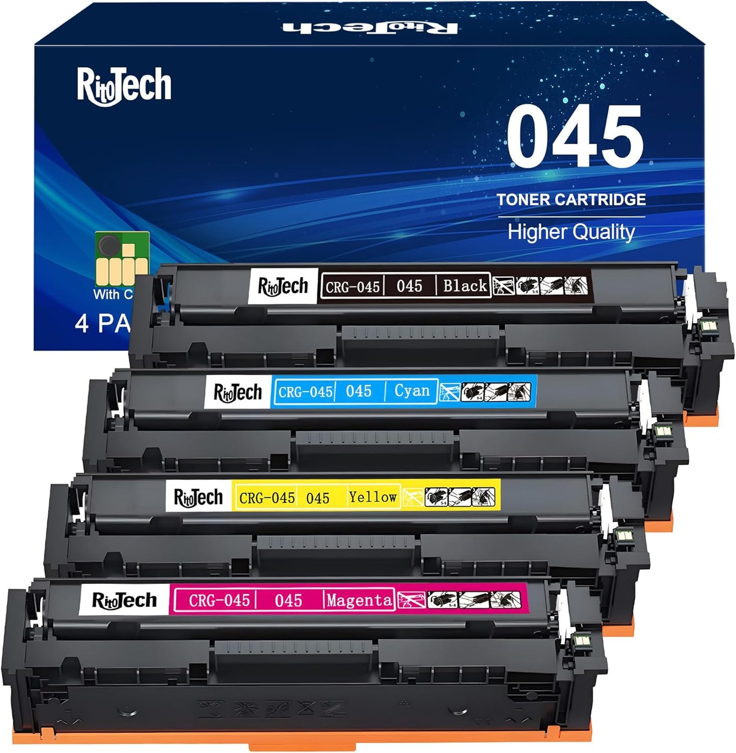 045 MF632Cdw Toner Cartridge,Replacement for Canon 045H CRG-045 for Color ImageCLASS MF634Cdw LBP612Cdw LBP613Cdw MF632 MF634 Series Printer Tray,No Fading,No Streak,Black Cyan Yellow Magenta 4 Pack