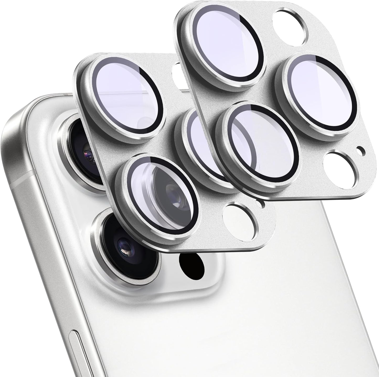 2 Pack Camera Lens Protector for iPhone 16 Pro/iPhone 16 Pro Max,[Not Easy to Breakn ] AR Tempered Glass Strong Adsorption Metal Camera Cover Screen-Silvery