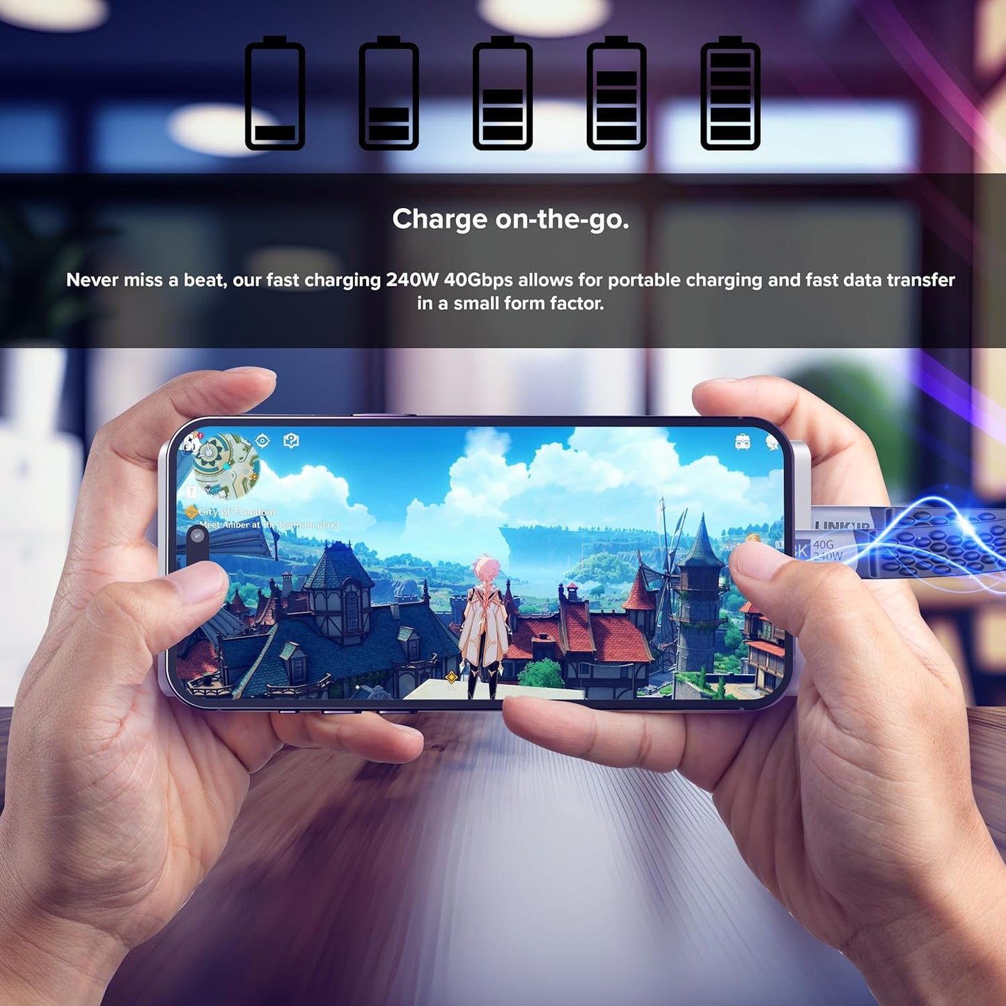 LINKUP USB 4.0 USB C to USB C Cable | Thunderbolt 4/3 Compatible | Type C Charger for MacBook and iPhone | 240W Fast Charging | 40Gbps Data Transfer | 8K@60Hz Display Cord | Use with all USB C devices