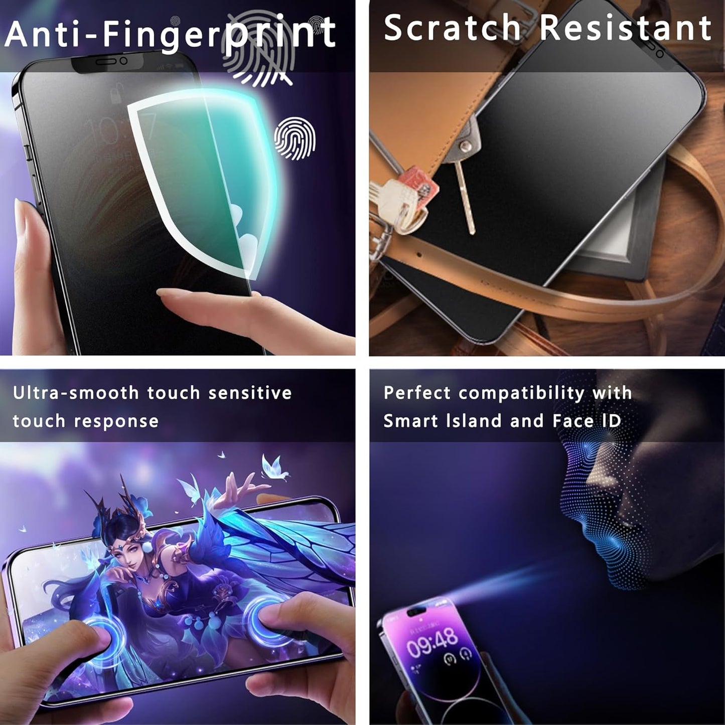 2 Pack Matte Privacy Screen Protector for iPhone X/iPhone XS/iPhone 11 Pro, 9H Tempered Glass, Full Coverage, Anti-Fingerprint, Auto Dust-Elimination, No Bubble, Easy Installation