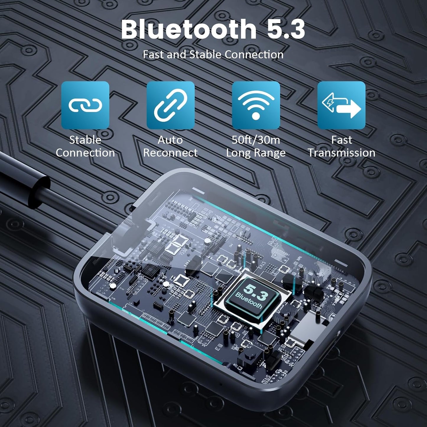 1Mii Bluetooth 5.3 Transmitter Receiver 2-in-1, aptX Adaptive & Low Latency Wireless Audio Adapter for Airplane, Dual Link 2 Devices, 25H Playtime, 3.5mm AUX for TV/Car/Home Stereo/Gym