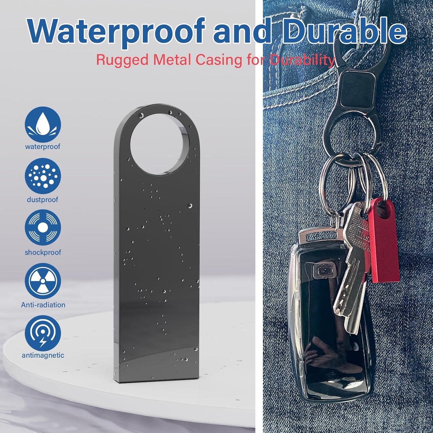 16GB USB Flash Drive 20 Pack, Wooolken Sleek Metal Thumb Drives with Keychains Swivel Memory Stick Pendrive USB 2.0 Jump Zip Drive USB Stick(Gold)