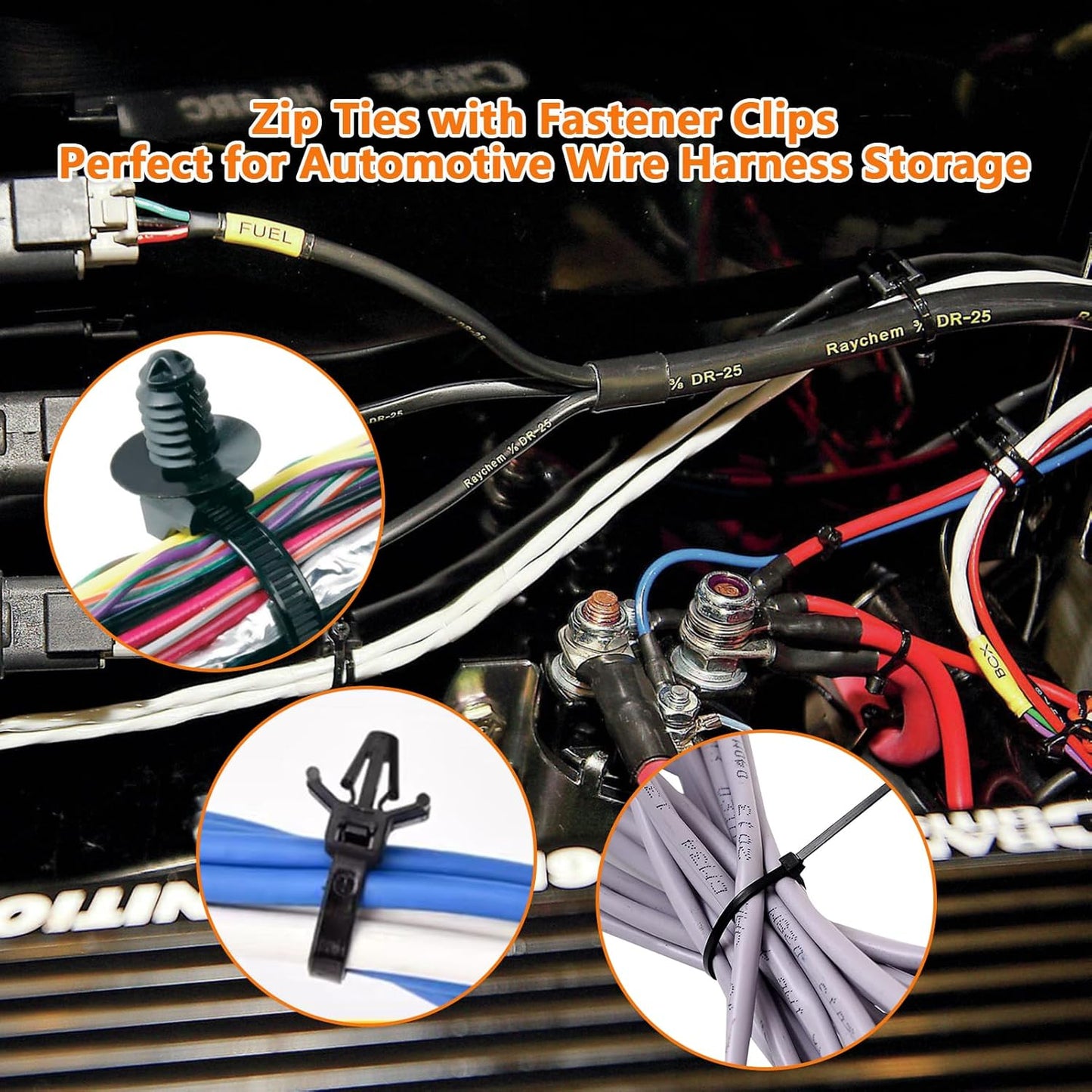 180Pcs Wire Loom Clips for Car Push Mount Zip Ties Assorted Sizes Automotive Fuel Line Cable Ties 6 Inch Wire Holder for Car Zip Ties Anchors Screw Mount Zip Tie Automotive Wiring Clip