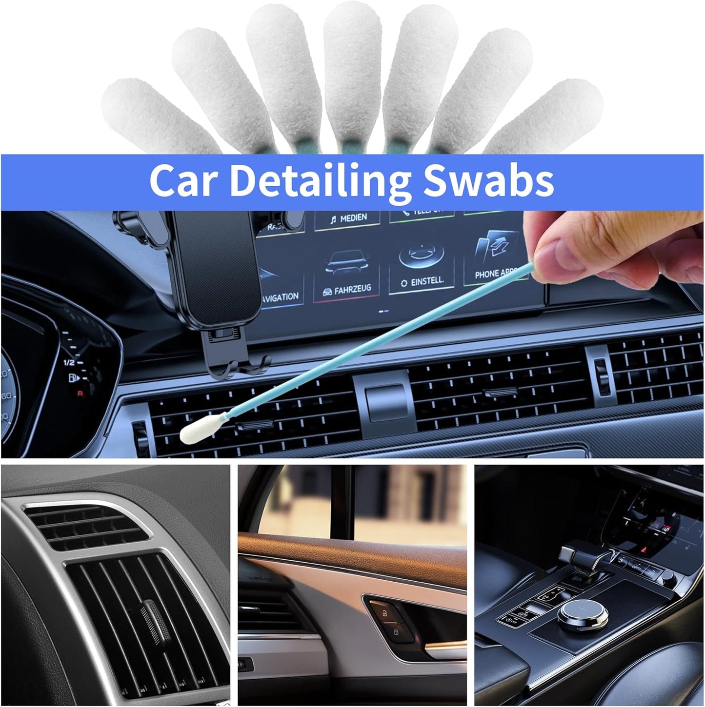 100 Pcs Solvent Resistant Professional Lint Free Swabs, 6.37" Long Handle Foam Swabs for Electronics, Camera Sensors, Printers, Optical Lenses