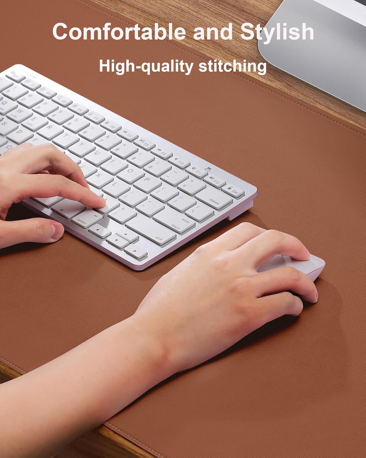 Leather Desk Mat, Mouse Pad,Office Desk Pad, Non-Slip PU Leather Desk Blotter mat,Laptop Desk Pad,Waterproof Desk Writing Pad for Office and Home (Brown,31.5" x 15.7")