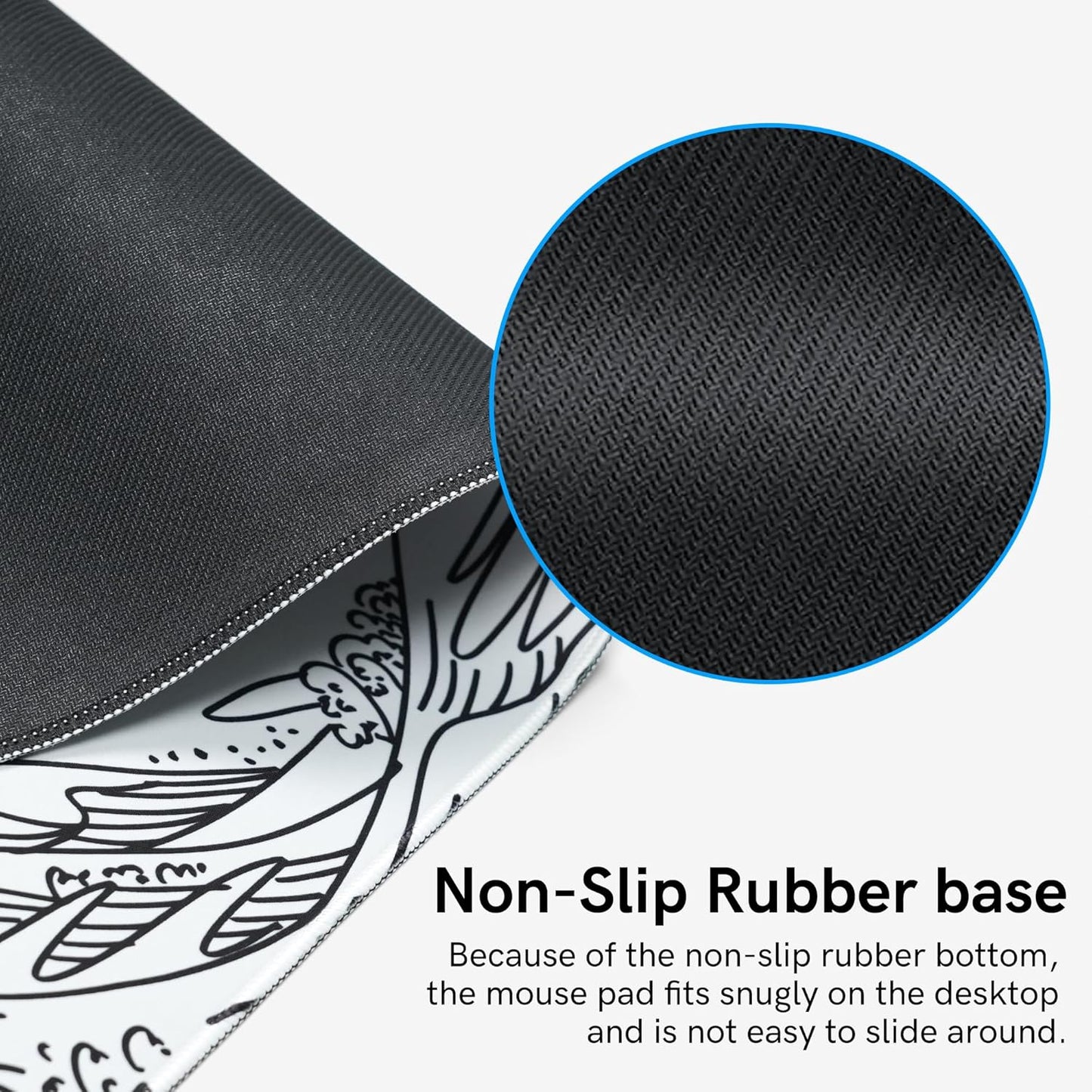 Large Gaming Mouse Pad for Desk,Kanagawa XXL Mouse Pad 35.4x15.7 Inch,Waterproof Desk Pad,Non-Slip Rubber Base Mice Pad,Keyboard Pad Computer Mat,White Mouse pad