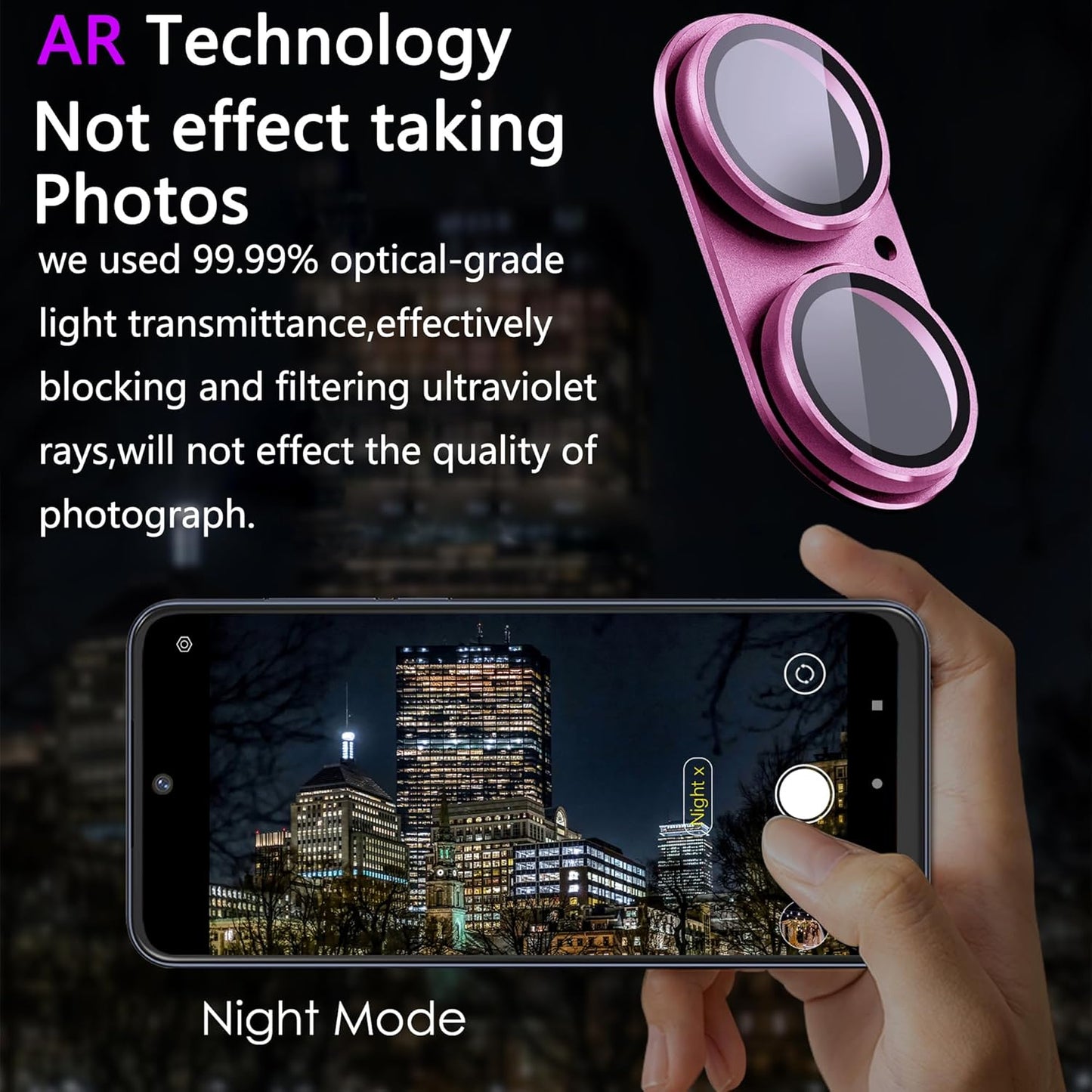 2 Pack Camera Lens Protector for iPhone 16 / iPhone 16 Plus,[Not Easy to Breakn ] AR Tempered Glass Strong Adsorption Metal Camera Cover Screen-Rose red