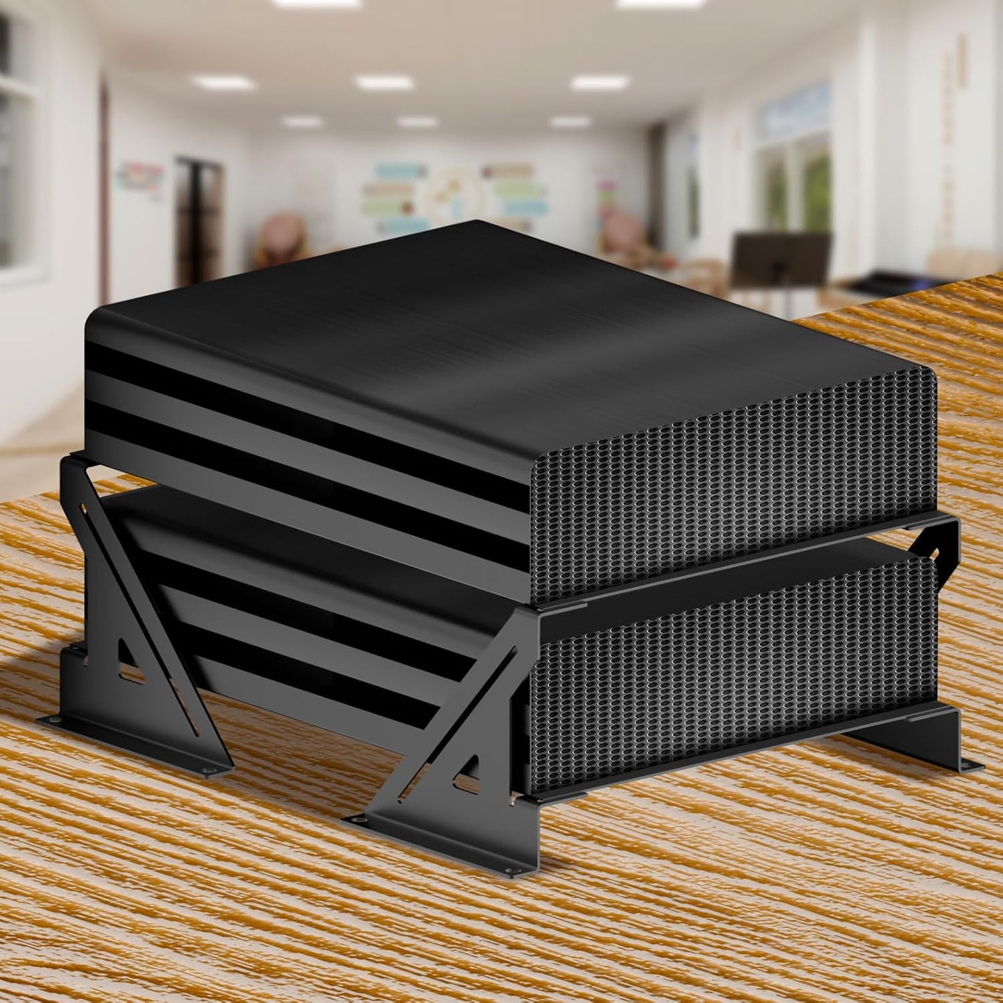 2 Amp Amplifier Rack, Audio Rack, Rack Mount Amplifier for Droppin HZ Car Audio, Steel, Black Powder Coated, Bracket Mount, 24 Watts, Audio Equipment Rack