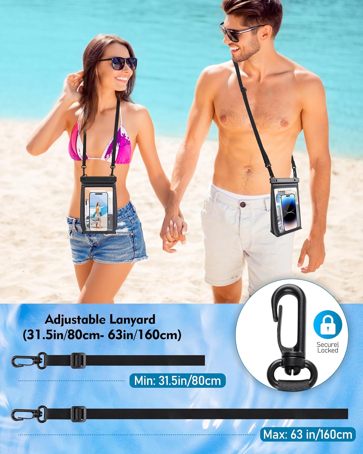 Large Waterproof Phone Pouch, Floating Dry Bag for iPhone 14 13 12 11 Pro Max Galaxy S22 S21 Large Capacity Waterproof Bag Sunscreen Glasses Storage Universal Dry Pouch for Swimming Rafting Boating