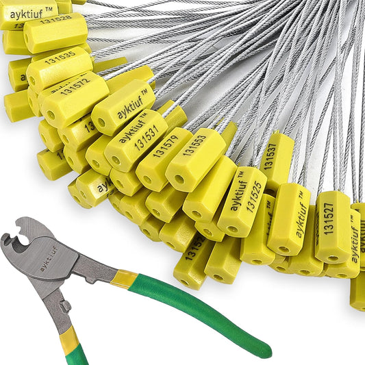 1200 Pieces Security Cable Seals, Metal Number security tags for Truck, Trailers, Cargo, Containers, Vans, Oil Tank, Milk Vehicle (Yellow, 1200 Pack)