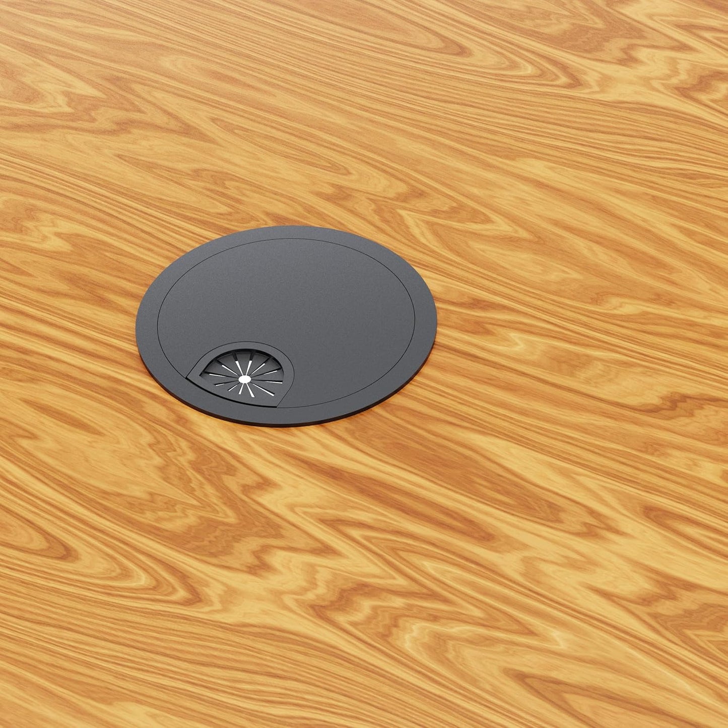 2 Pack Desk Grommet 2-1/8 Inch 53mm, Zinc Alloy Computer Desk Wire Hole Cover, Office Desktop Cord Cable Hole Metal Ring, Black