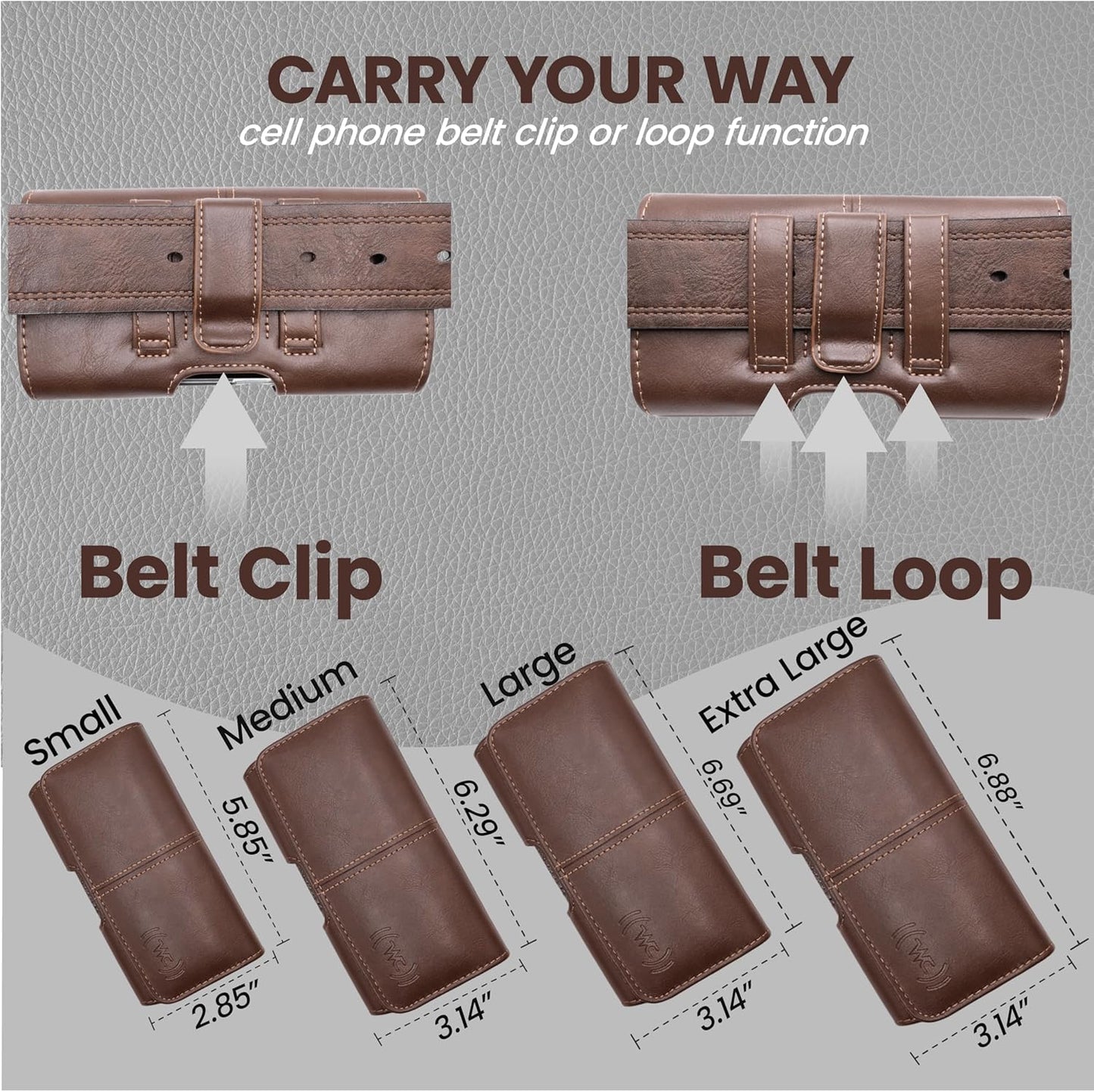 Leather Phone Holster for Men, Horizontal Cell Phone Case, Fits iPhone 17/17 Pro 16/16 Pro 16e 15/15 Pro 14/14 Pro 13/13 Pro 12/12 Pro 11 XR, Belt Clip Phone Pouch Holder, Brown Medium.