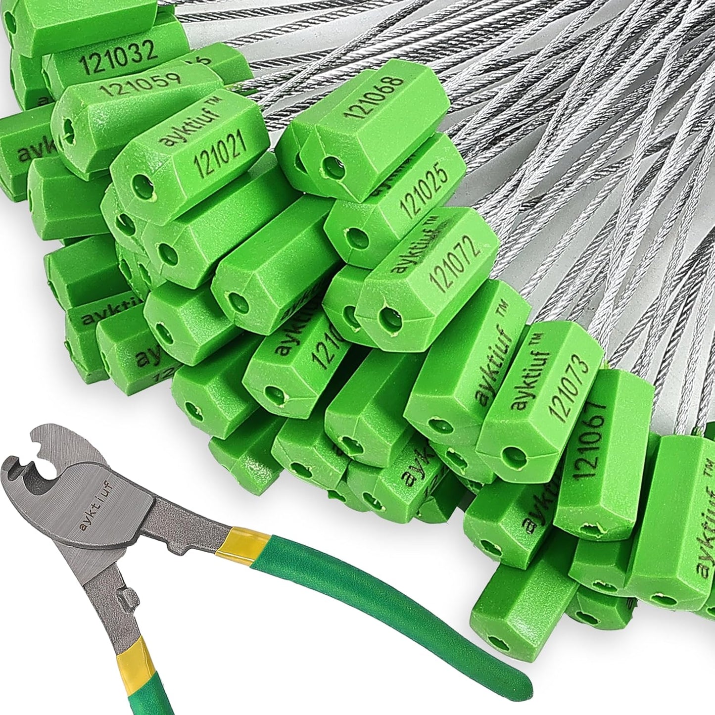 120 Pieces Security Cable Seals, Metal Number security tags for Truck, Trailers, Cargo, Containers, Vans, Oil Tank, Milk Vehicle (Green, 120 Pack)