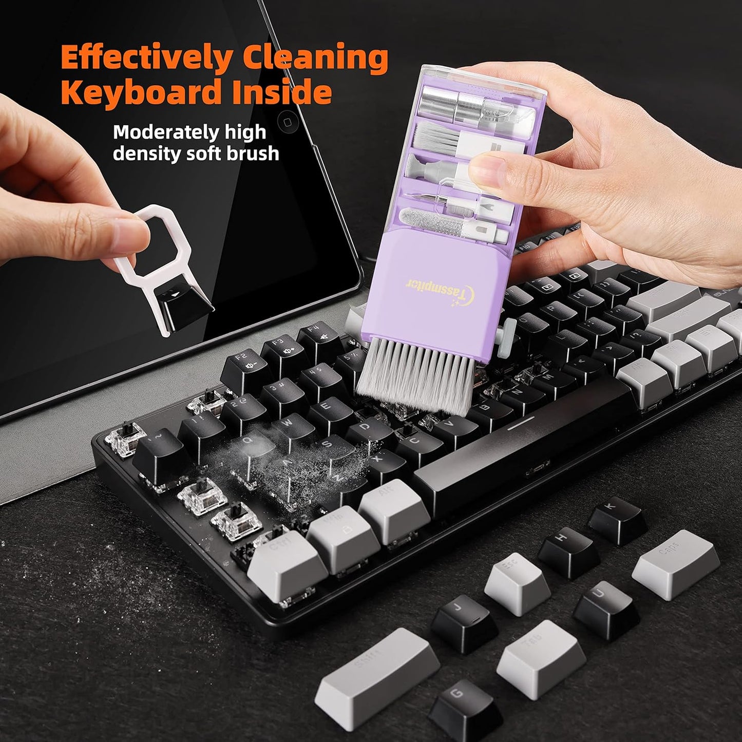 Laptop Screen Keyboard Cleaner Kit, All in 1 Electronic Cleaning Tool for MacBook iPad iPhone Pro Cell Phone, Brush Tool for Tablet, Computer, PC Monitor,TV Camera Lens with Patent, Purple