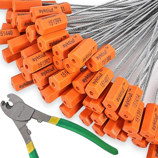 1200 Pieces Security Cable Seals, Metal Number Security Tags for Truck, Trailers, Cargo, Containers, Vans, Oil Tank, Milk Vehicle (Orange, 1200 Pack)